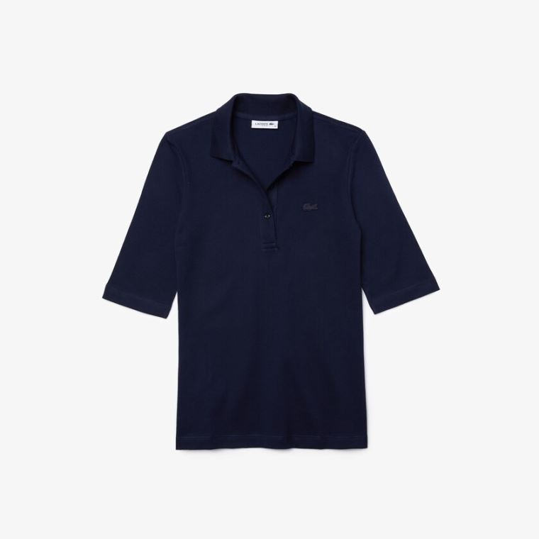 Lacoste Slim Fit Supple Bomulds Polo Mørkeblå Blå | Qv8Mfj1X