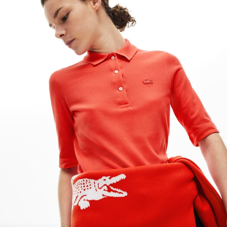 Lacoste Slim Fit Supple Bomulds Polo Rød | 7OyZKpZh