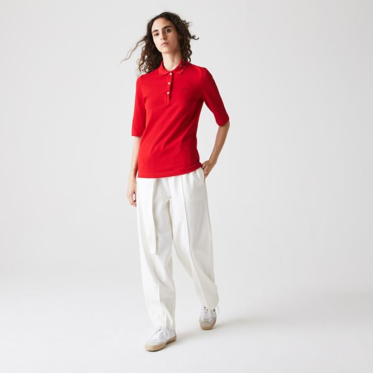 Lacoste Slim Fit Supple Bomulds Polo Rød | WC20uoxo