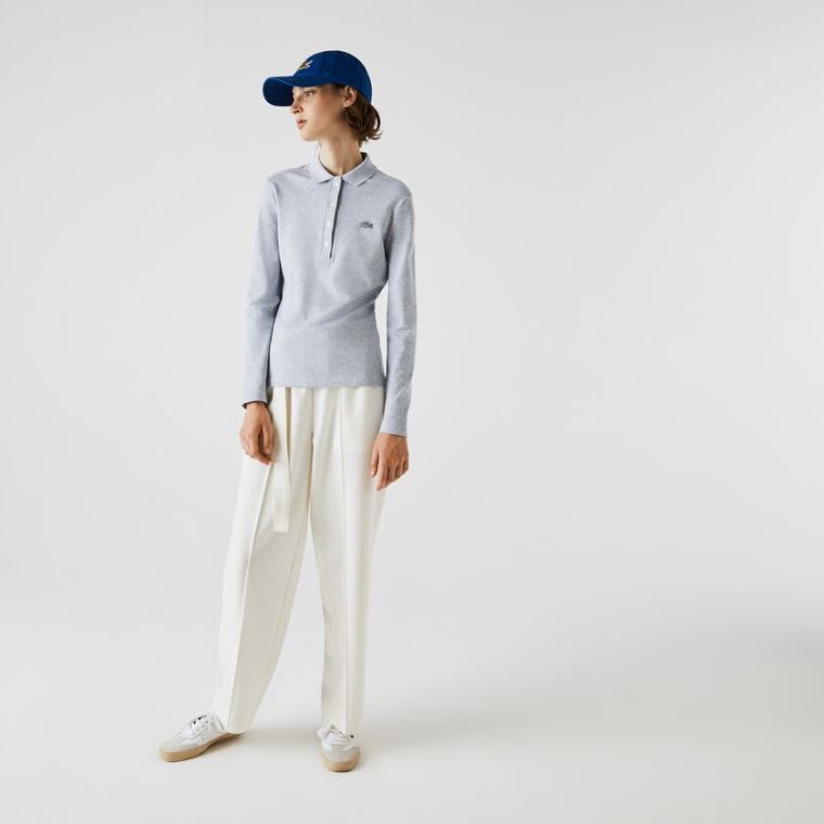 Lacoste Slim Stretch Piqué Polo Shirt Grå | dXAHZlqs