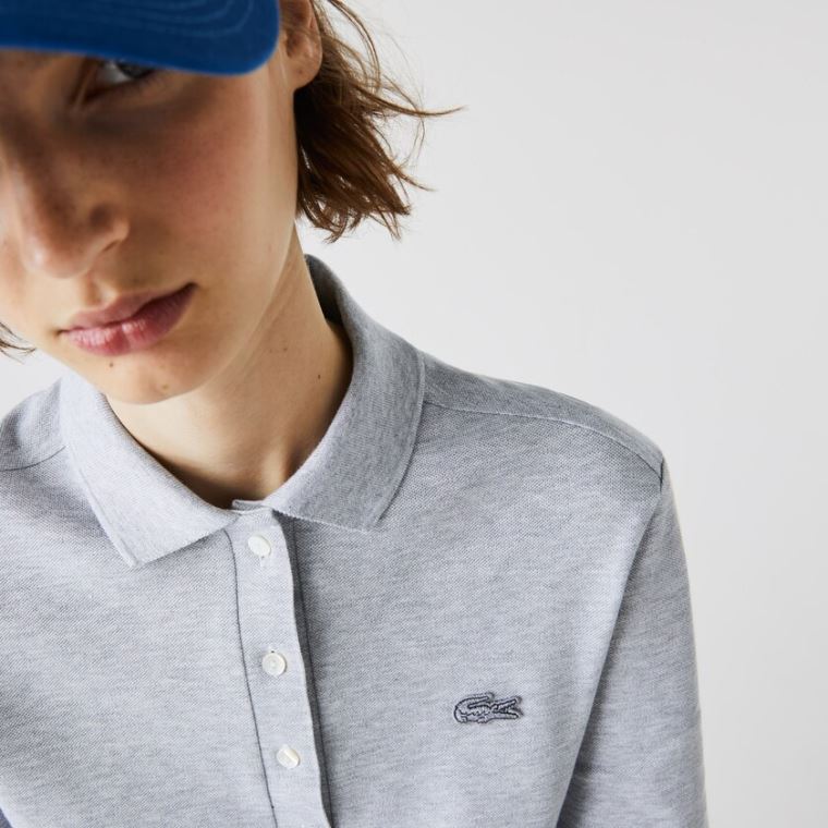 Lacoste Slim Stretch Piqué Polo Shirt Grå | dXAHZlqs