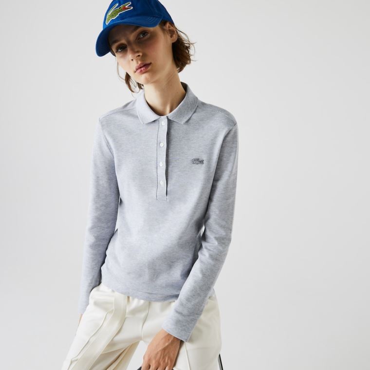 Lacoste Slim Stretch Piqué Polo Shirt Grå | dXAHZlqs