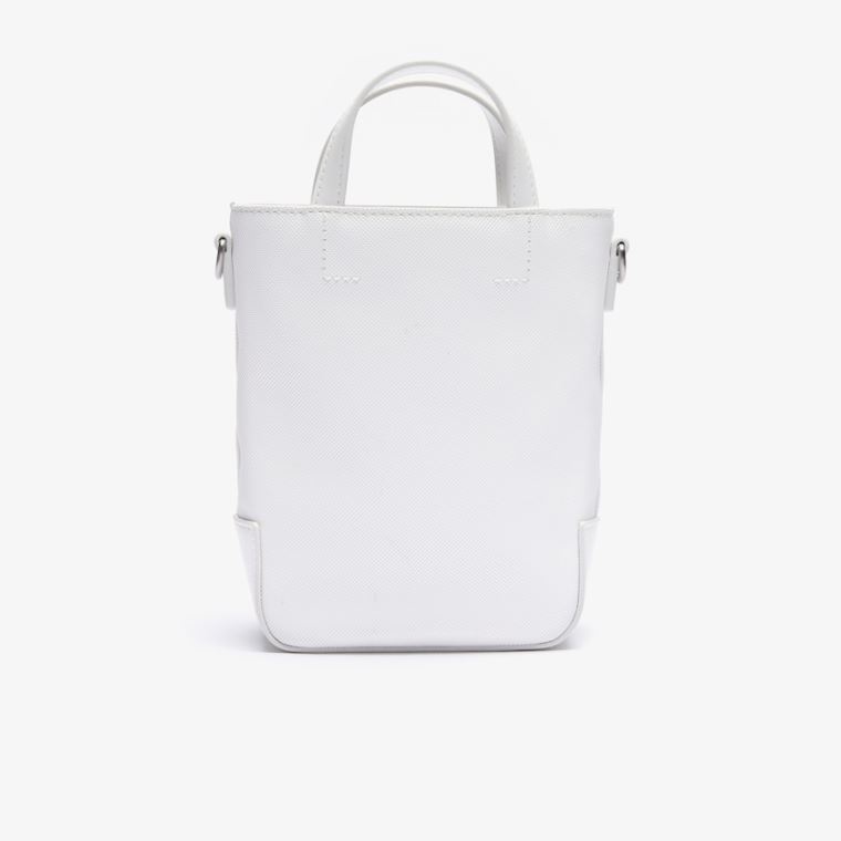 Lacoste Small Piqué Canvas Tote Bag Hvide | huq2oZQv