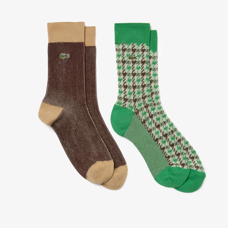 Lacoste Sock Two-Pack Beige Grøn Brune Beige | Bf2NYksY