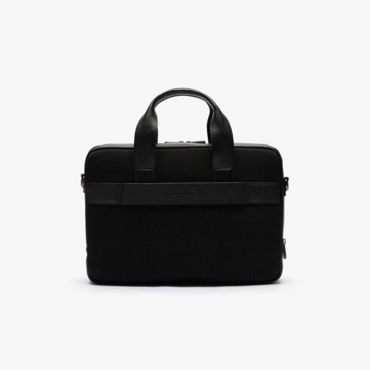 Lacoste Soft Mate Matte Full-Grain Læder Computer Bag Sort | Vfh6La27