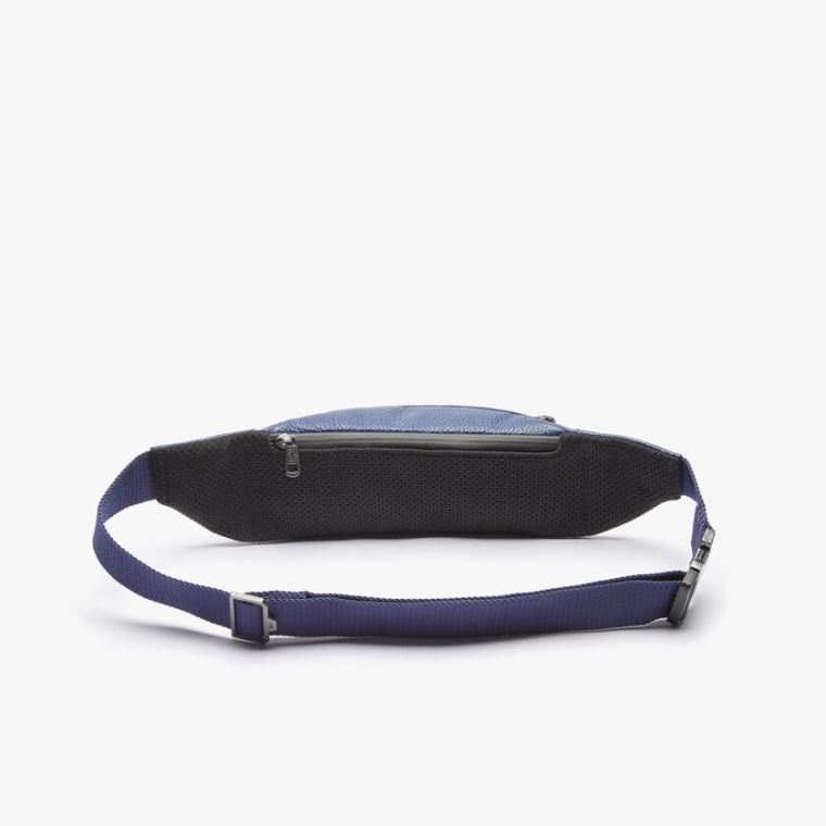 Lacoste Soft Mate Matte Full-Grain Læder Zippered Fanny Pack Mørkeblå | i23dpO9s