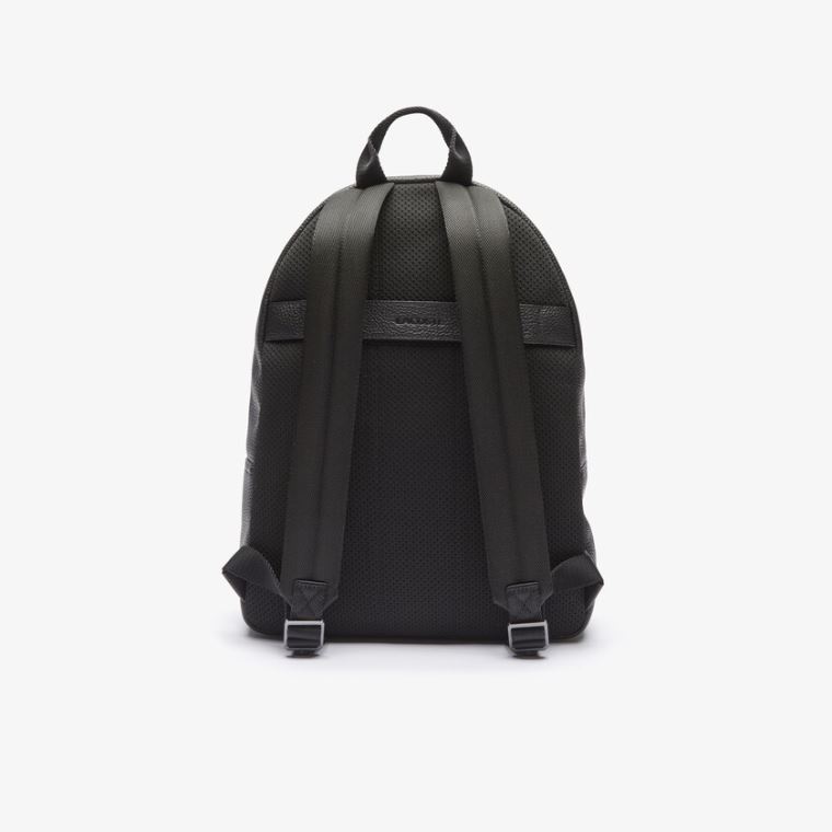 Lacoste Soft Mate Matte Full-Grain Læder Flade Backpack Sort | ojGmdU0R