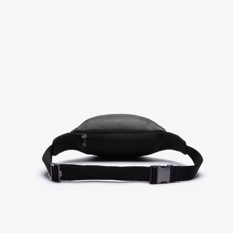 Lacoste Soft Matte Grained Læder Zip Belt Bag Sort | qAQLeSQJ