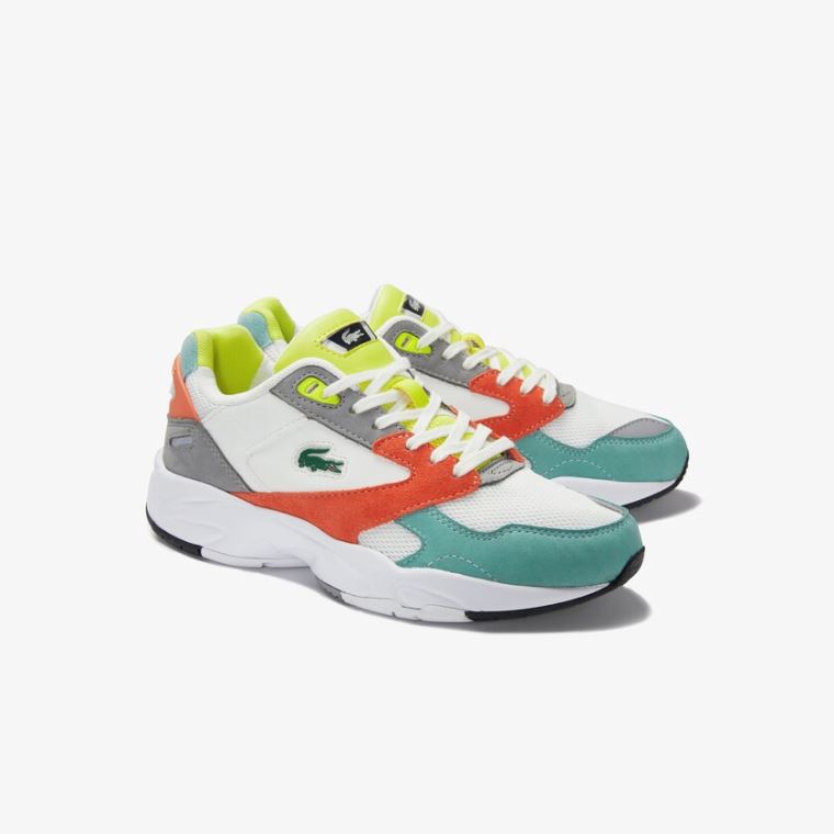 Lacoste Storm 96 LO Mesh and Læder Sneakers Orange Lysegrøn | diZkpz2K