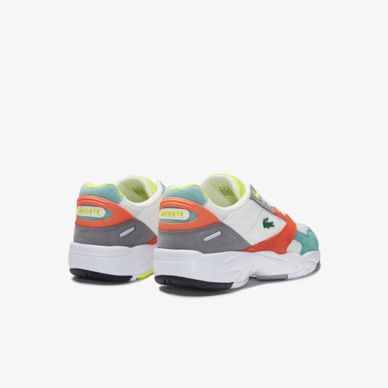 Lacoste Storm 96 LO Mesh and Læder Sneakers Orange Lysegrøn | diZkpz2K