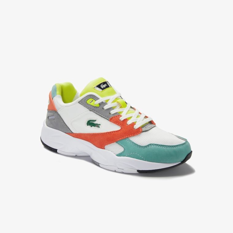 Lacoste Storm 96 LO Mesh and Læder Sneakers Orange Lysegrøn | diZkpz2K