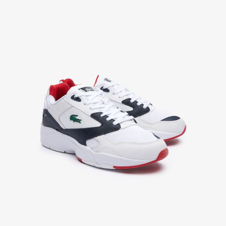 Lacoste Storm 96 LO Mesh and Læder rubber crocodile Sneakers Hvide Mørkeblå | lnmGqj4j