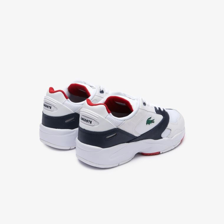 Lacoste Storm 96 LO Mesh and Læder rubber crocodile Sneakers Hvide Mørkeblå | lnmGqj4j