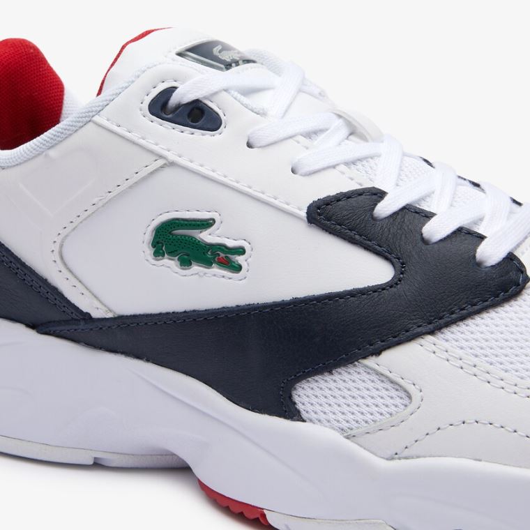 Lacoste Storm 96 LO Mesh and Læder rubber crocodile Sneakers Hvide Mørkeblå | lnmGqj4j