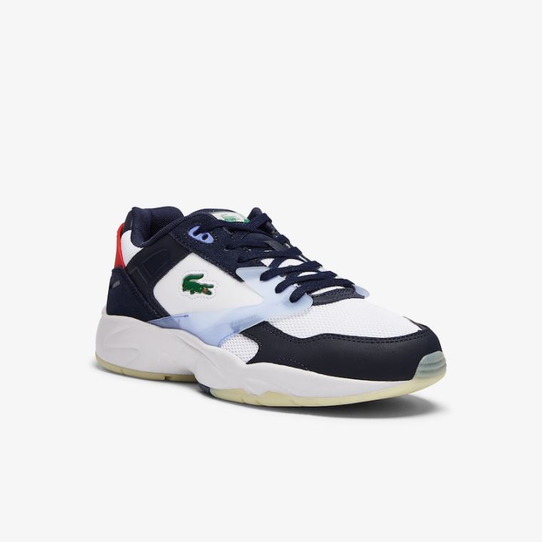 Lacoste Storm 96 LO Tekstil and Læder Sneakers Mørkeblå | 5dX1fnBl