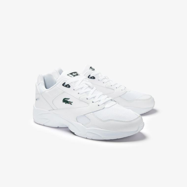 Lacoste Storm 96 LO Tekstil and Læder Sneakers Hvide Mørkegrøn | QIYjn0MN