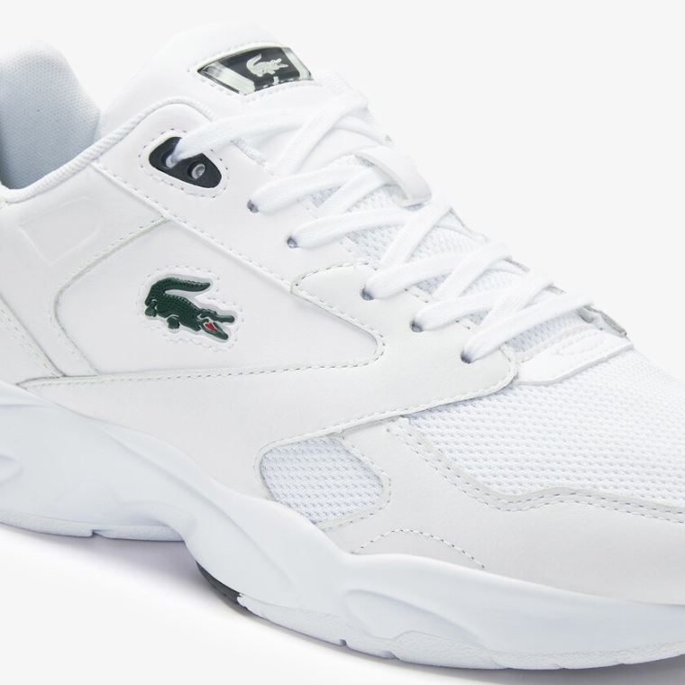 Lacoste Storm 96 LO Tekstil and Læder Sneakers Hvide Mørkegrøn | QIYjn0MN