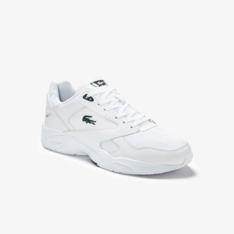 Lacoste Storm 96 LO Tekstil and Læder Sneakers Hvide Mørkegrøn | QIYjn0MN