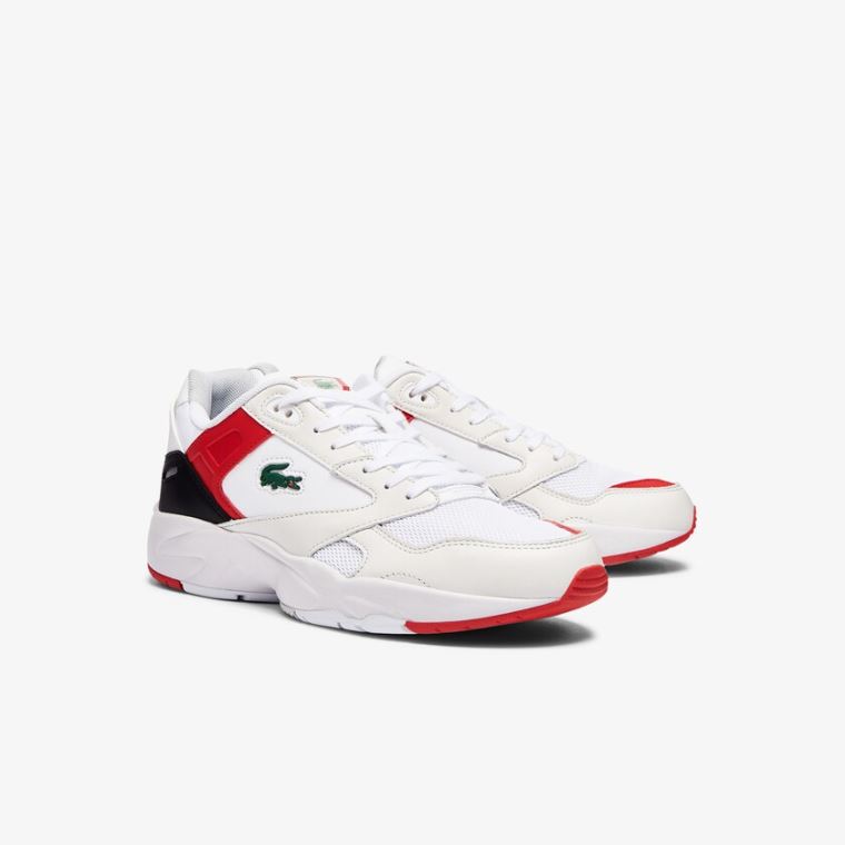 Lacoste Storm 96 Lo Mesh Colour-Pop Sneakers Hvide Rød | 4w3DLaua