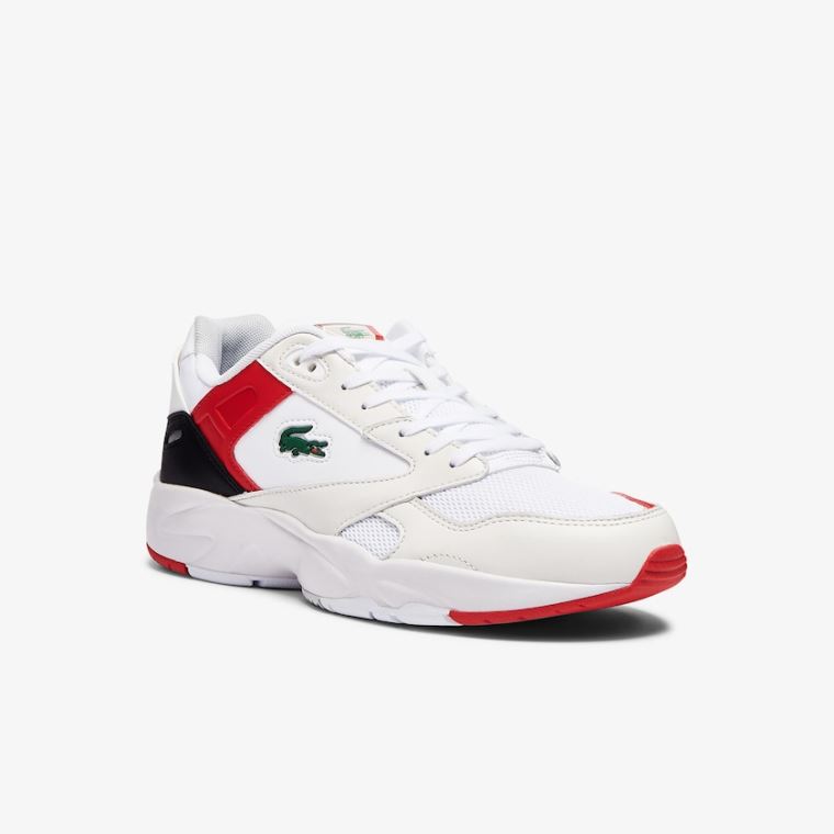 Lacoste Storm 96 Lo Mesh Colour-Pop Sneakers Hvide Rød | 4w3DLaua