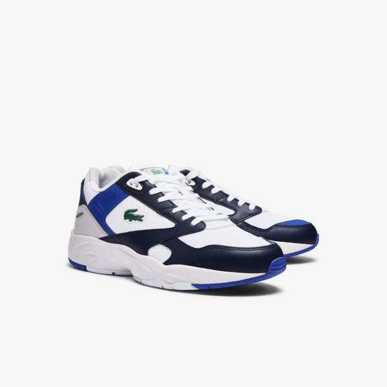 Lacoste Storm 96 Lo Mesh Colour-Pop Sneakers Hvide Mørkeblå | Gkgh4t0N