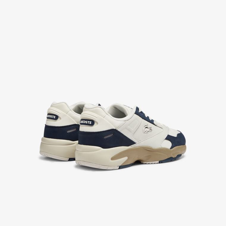 Lacoste Storm 96 Lo Nubuck Læder Sneakers Hvide Mørkeblå | gtrN8uCC