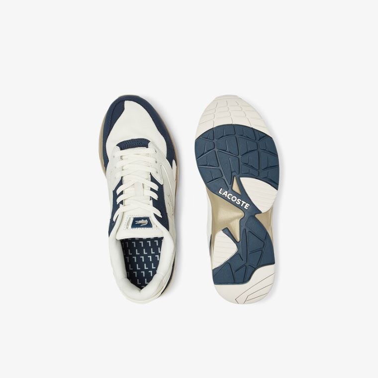 Lacoste Storm 96 Lo Nubuck Læder Sneakers Hvide Mørkeblå | gtrN8uCC