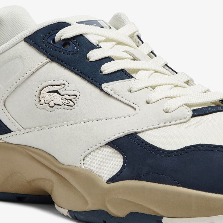 Lacoste Storm 96 Lo Nubuck Læder Sneakers Hvide Mørkeblå | gtrN8uCC