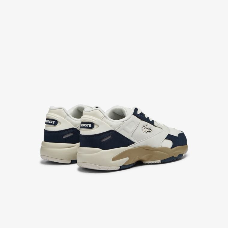 Lacoste Storm 96 Lo Nubuck Læder Sneakers Hvide Mørkeblå | wsz3HVFE