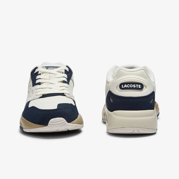 Lacoste Storm 96 Lo Nubuck Læder Sneakers Hvide Mørkeblå | wsz3HVFE