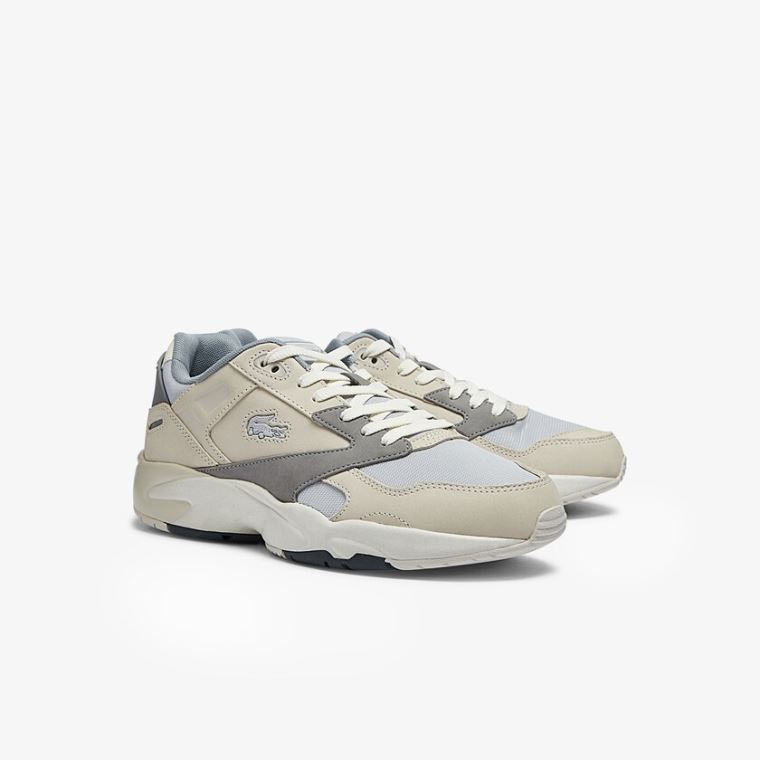 Lacoste Storm 96 Lo Nubuck Læder Sneakers Beige Grå | zMmpRIiP