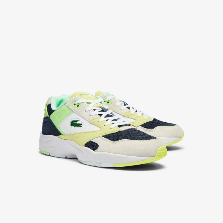 Lacoste Storm 96 Lo Ruskind and Mesh Sneakers Mørkeblå Lyseblå | 7HK7uJMV