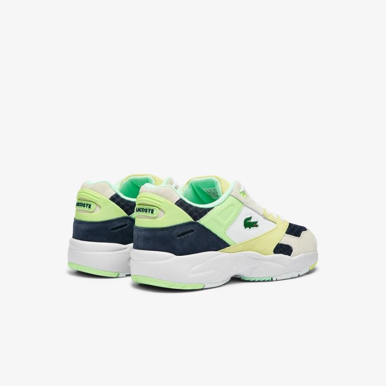 Lacoste Storm 96 Lo Ruskind and Mesh Sneakers Mørkeblå Lyseblå | 7HK7uJMV