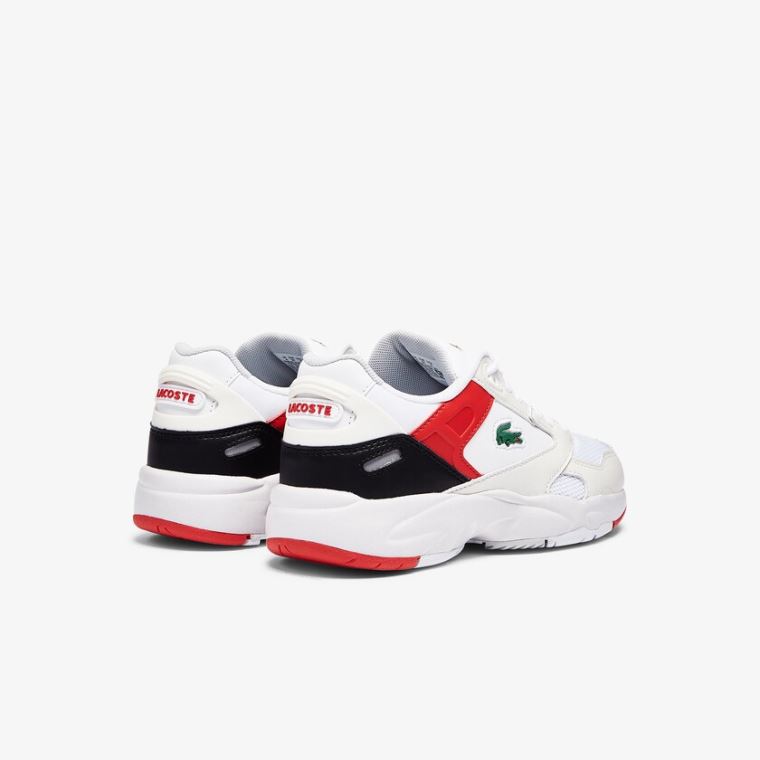 Lacoste Storm 96 Lo Syntetisk and Læder Sneakers Hvide Rød | XC7WNSkF