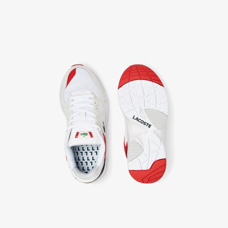 Lacoste Storm 96 Lo Syntetisk and Læder Sneakers Hvide Rød | XC7WNSkF