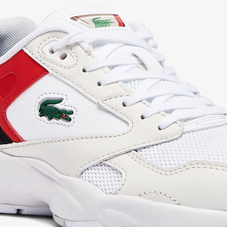 Lacoste Storm 96 Lo Syntetisk and Læder Sneakers Hvide Rød | XC7WNSkF