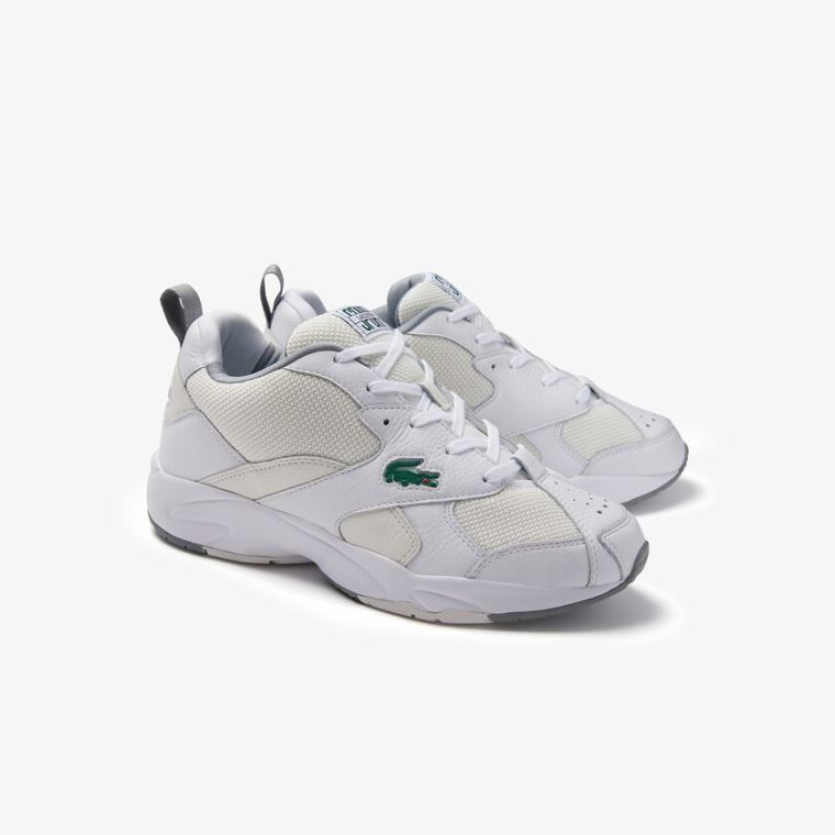 Lacoste Storm 96 Læder and Tekstil Sneakers Hvide Hvide | 0oCTqN99