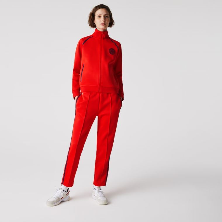 Lacoste Straight Cut Contrast Bands Tracksuit Pants Rød Blå Rød | mKEq2iNs