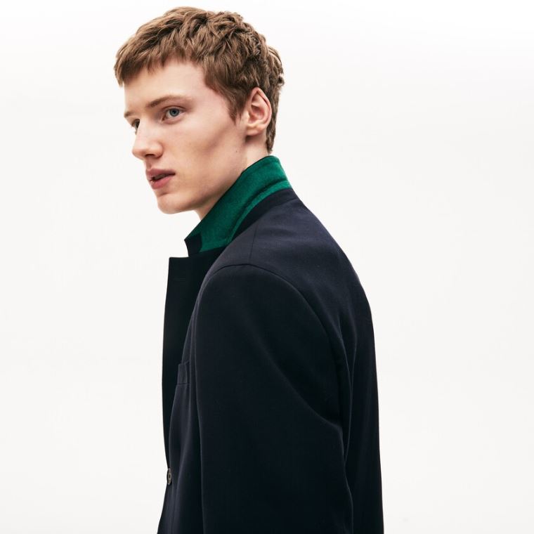 Lacoste Straight-Cut Wool Jacket Mørkeblå Blå | Fb3OhsVf