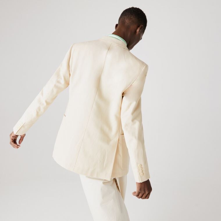 Lacoste Straight Fit Bomulds-Linen Blazer Beige | utqRRiFB