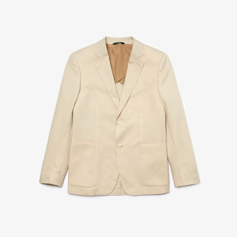 Lacoste Straight Fit Bomulds-Linen Blazer Beige | utqRRiFB