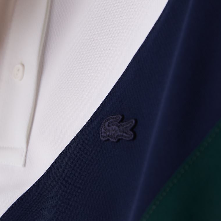 Lacoste Straight fit Colourblock Flowy And Lette Polo Grøn Mørkeblå Blå Hvide | NuFKl0p7