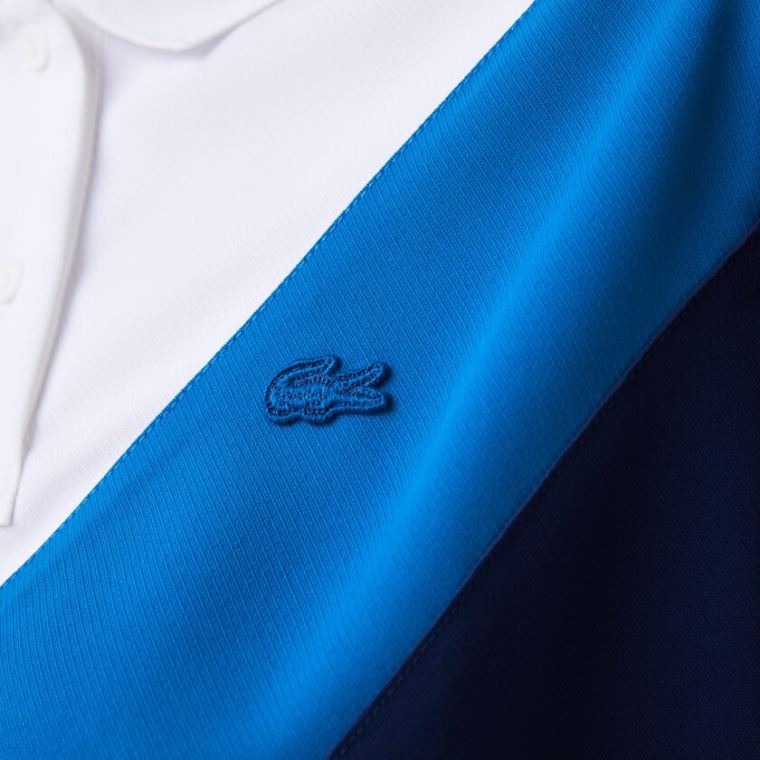 Lacoste Straight fit Colourblock Flowy And Lette Polo Blå Hvide | RWKSwzYI