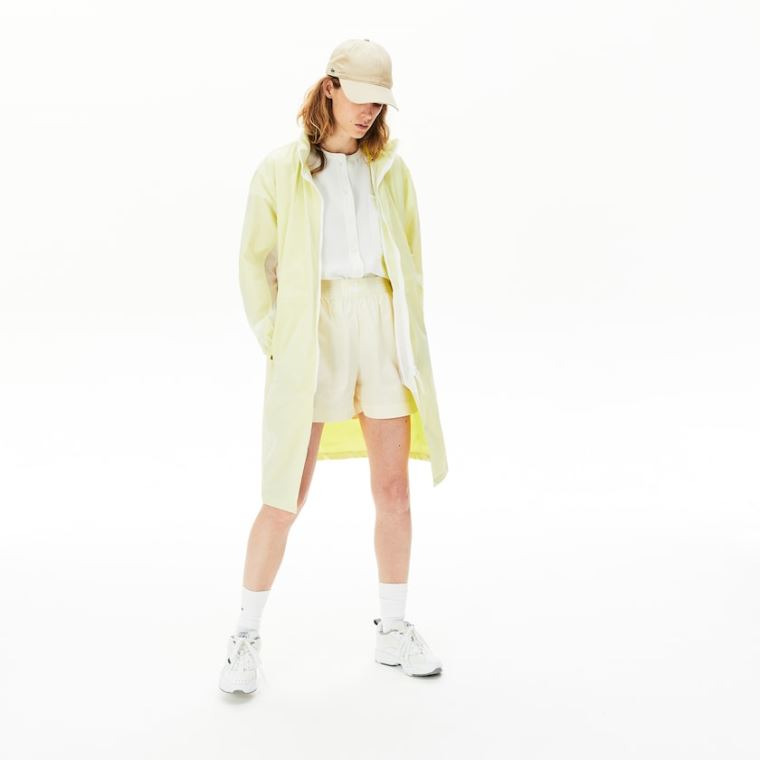 Lacoste Strand-Resistant Long Nylon Parka Hvide Gul | YtDywZMY