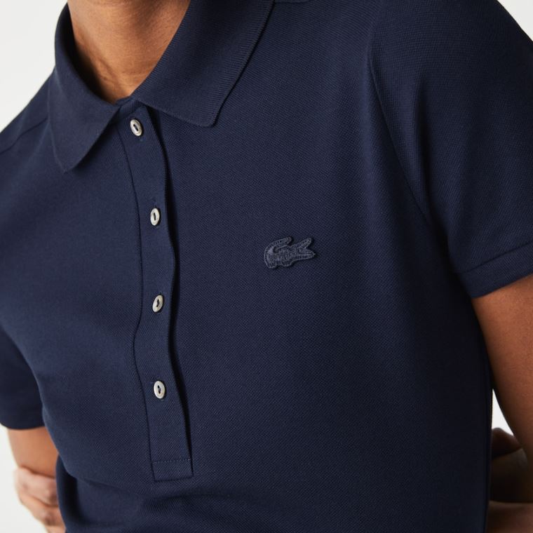 Lacoste Stretch Bomulds Piqué Polo Kjole Mørkeblå Blå | boHAV0HP