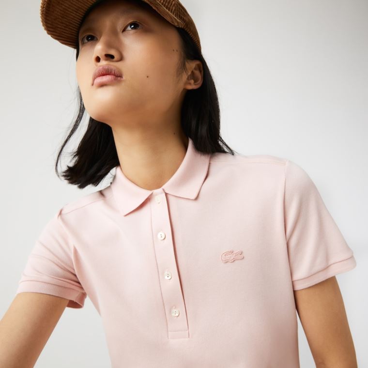 Lacoste Stretch Bomulds Piqué Polo Kjole Lyselyserød | qW3aQyT9