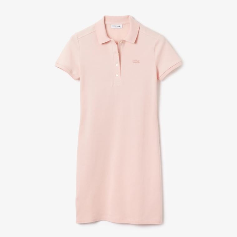 Lacoste Stretch Bomulds Piqué Polo Kjole Lyselyserød | qW3aQyT9