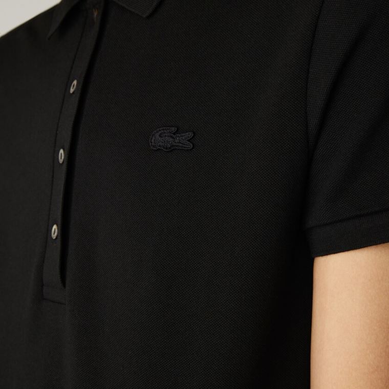 Lacoste Stretch Bomulds Piqué Polo Shirt Sort | 8FYwaXwT