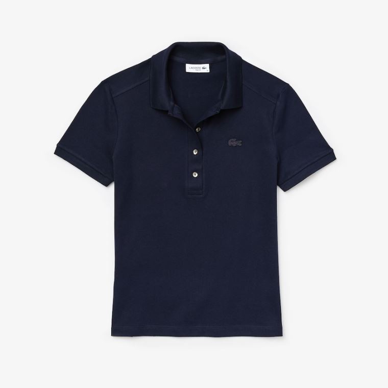 Lacoste Stretch Bomulds Piqué Polo Shirt Mørkeblå Blå | ZMAi63Yo