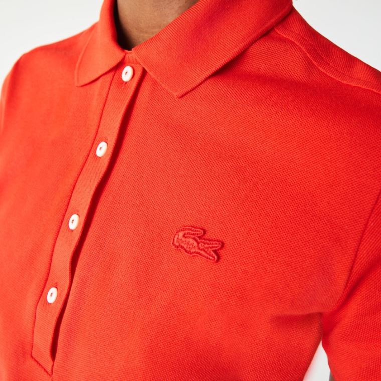 Lacoste Stretch Bomulds Piqué Polo Shirt Rød | hzmO4w8z